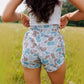 Camouflage Print Shirred High Waist Athleisure Shorts