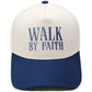 "Walk by Faith" Embroidered Retro Color-Block Trucker Hat