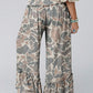 Multicolour Camo Print Wide Leg Casual Pants
