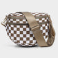 Checkered Crossbody Bag with Detachable Pouch