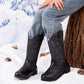 Kid Sequined Velvet Warm Round Toe Boots