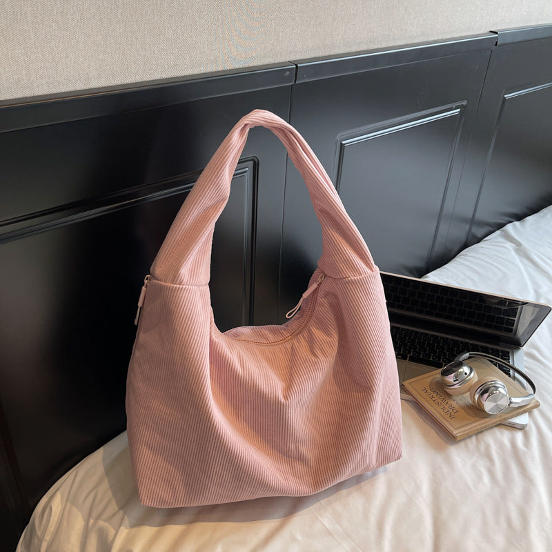 Personalized Corduroy Hobo Shoulder Bag Custom Name Embroidery Tote
