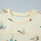 Beige Duck Print Short Sleeve Top Pocket Pants 2pcs Casual Set