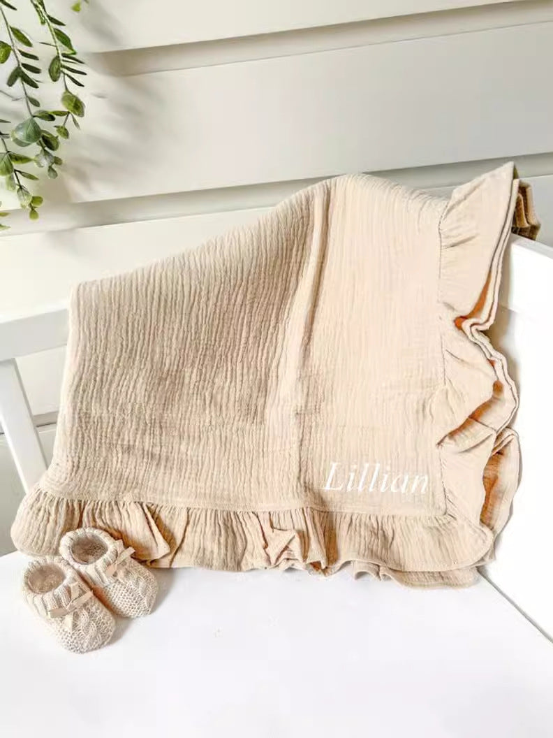 Custom Personalized Ruffle Baby Blanket
