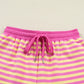 Stripe Drop Shoulder Boxy Casual Terry Short Set