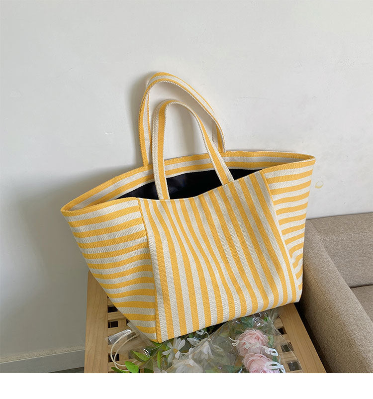 Large Capacity Striped Tote Bag