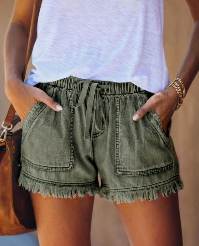 Pocket Frayed Tencel Shorts