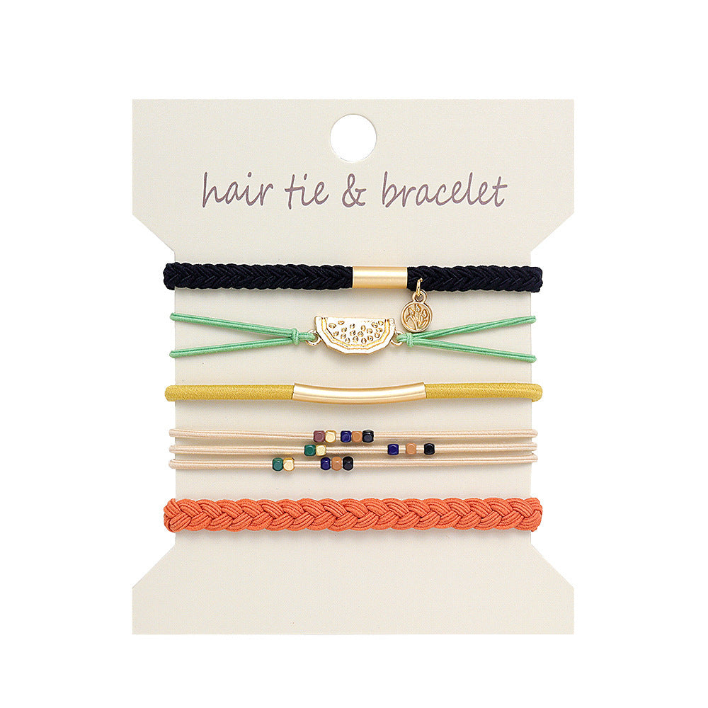 Boho 2-in-1 Hair Tie & Bracelet Set (5-Piece Pack)