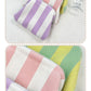 Striped Plush Kiss Lock Clutch Bag