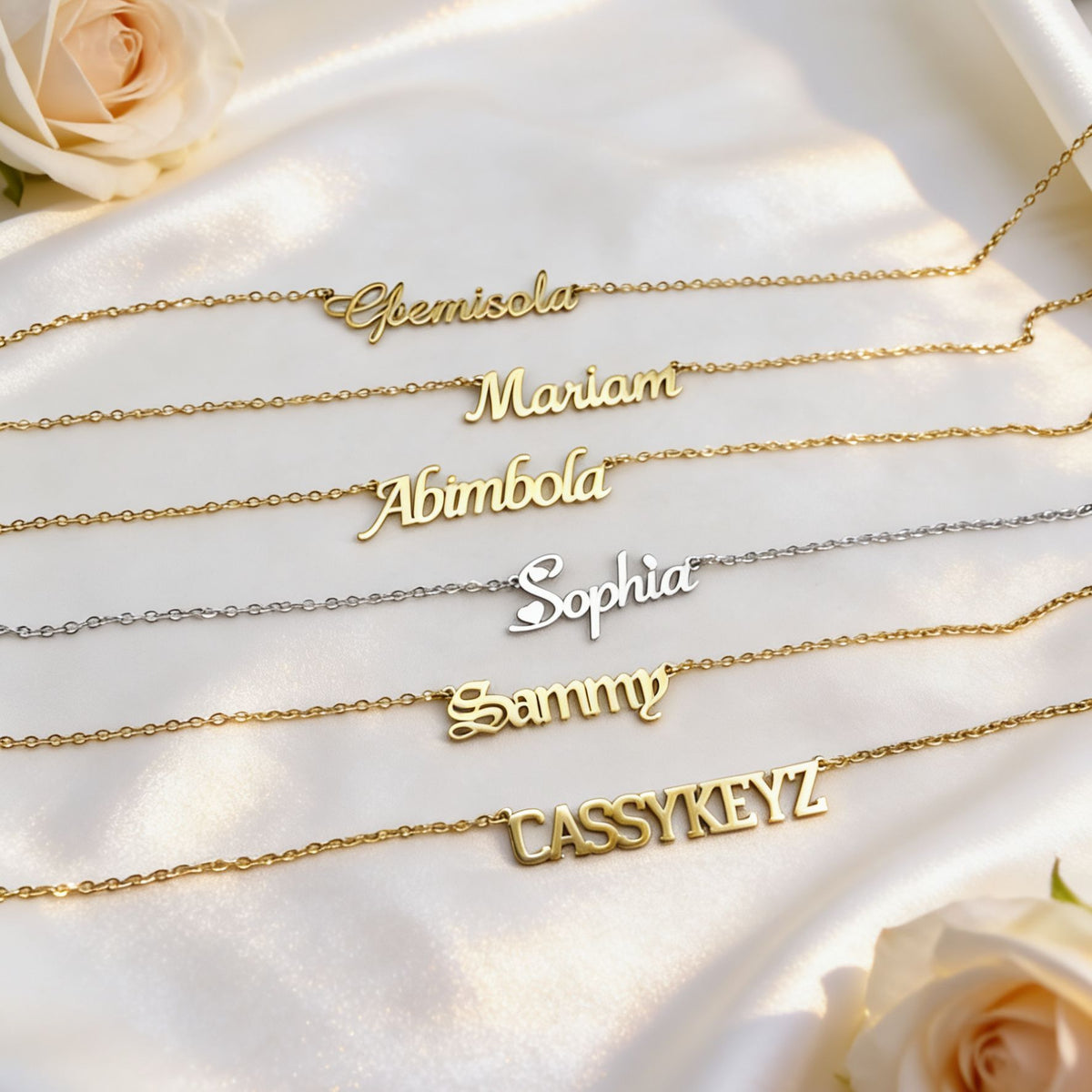 Custom Stainless Steel Letter Necklace, Bracelet, and Stud Earrings – Personalized Name/Logo Pendant