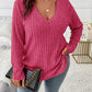 Plus Size V-Neck Long Sleeve T-Shirt