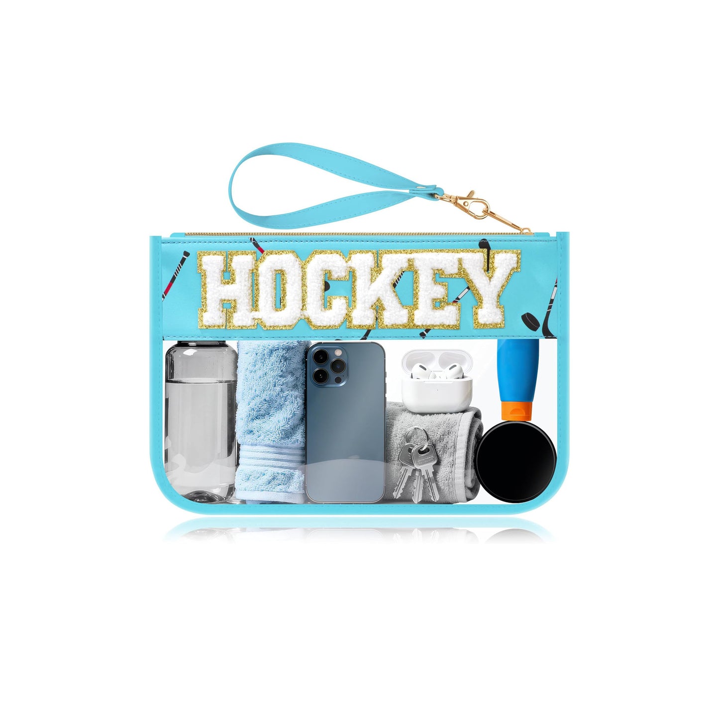 Clear Pouches Featuring Ball Game Glitter Chenille Patches