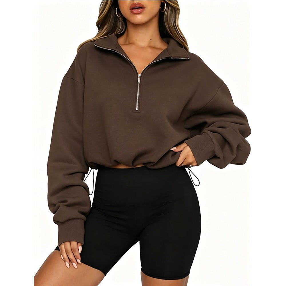 Women's Cropped Half-Zip Sweatshirt