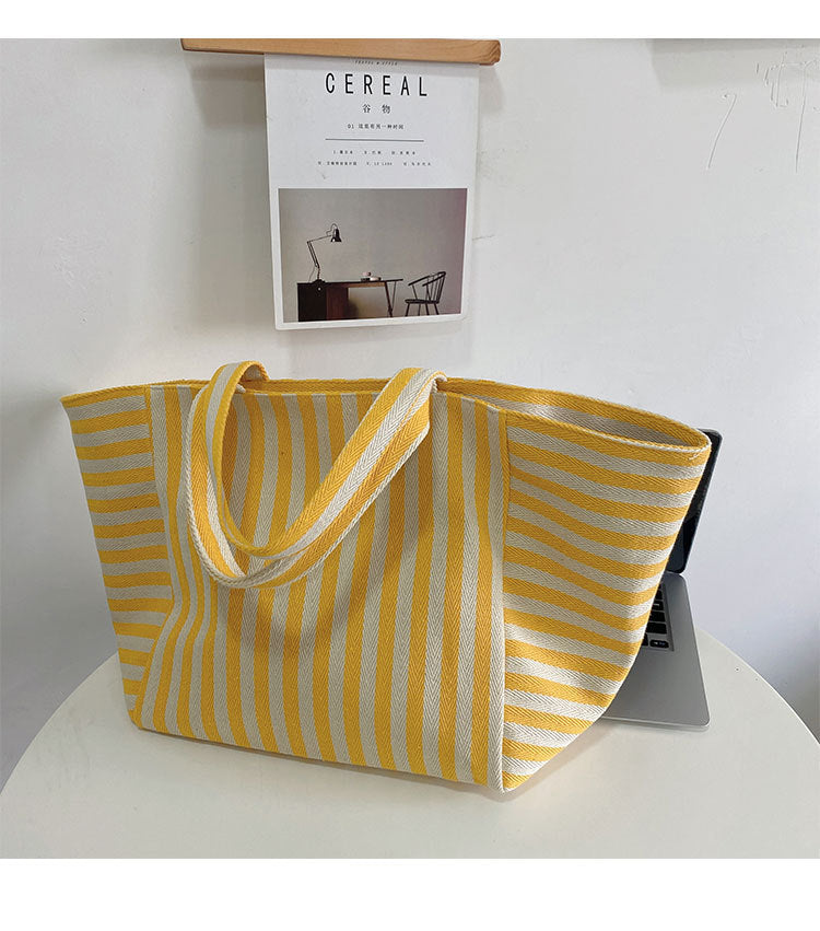 Large Capacity Striped Tote Bag