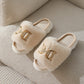 Double D Detail Faux Fur Winter Comfort Slippers