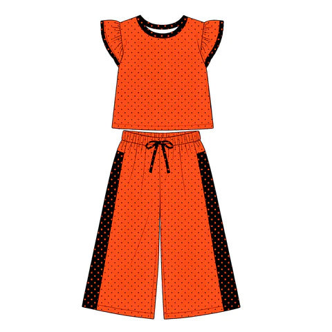 Custom Kids Top Wide Leg Pants Set Ruffle Set