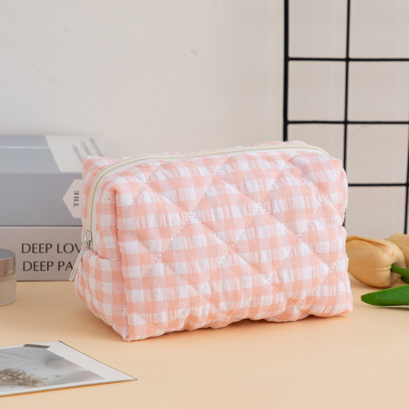 Custom Embroidered Floral Quilted Cosmetic Bag