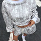 Trendy Abstract Print Pullover & Shorts Set