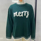 Merry Festive Knit Sweater  Casual Holiday Crewneck Pullover Top