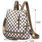 Convertible Checkered Backpack Purse — 2-in-1 Fashion Shoulder Bag