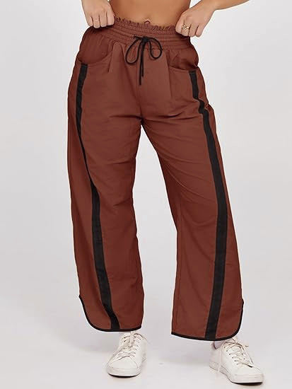 Retro Contrast Side Stripe Wide Leg Track Pants