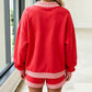 Gingham Trim Baggy Pullover 2pcs Short Set