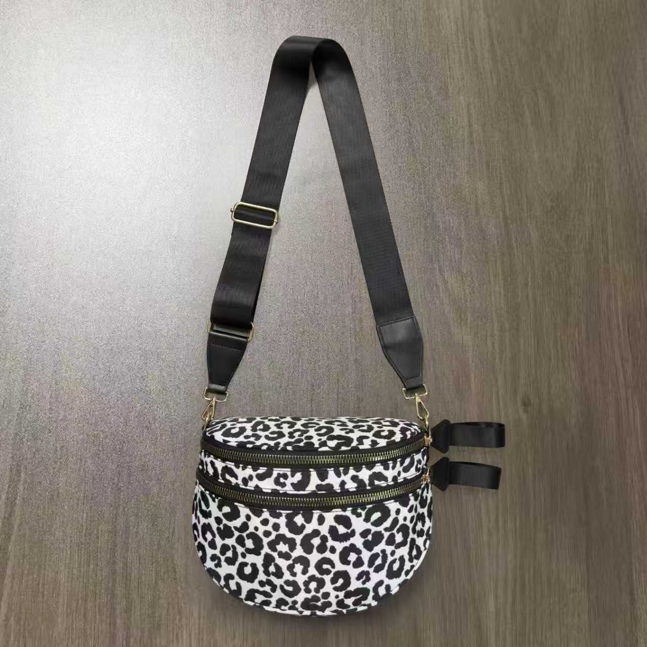 Checkered Crossbody Bag with Detachable Pouch
