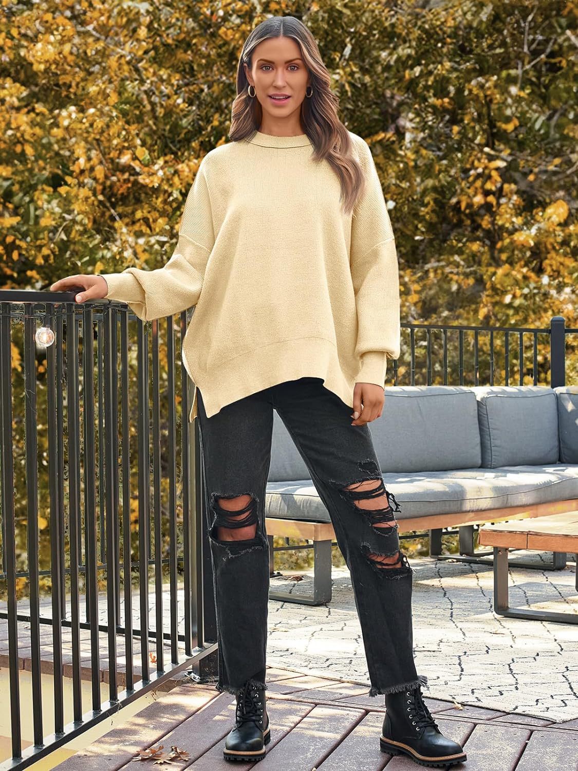 Crew Neck Batwing Sweater