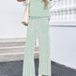 Stripe Round Neck Tee and Pant Set