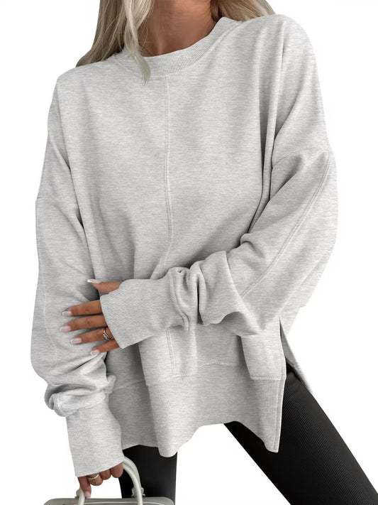Side-slit Panelled Crew-neck Sweatshirt