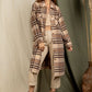 Checkered Lapel Pocket Long Coat