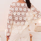 Floral Crochet Cutout Long Sleeve Blouse