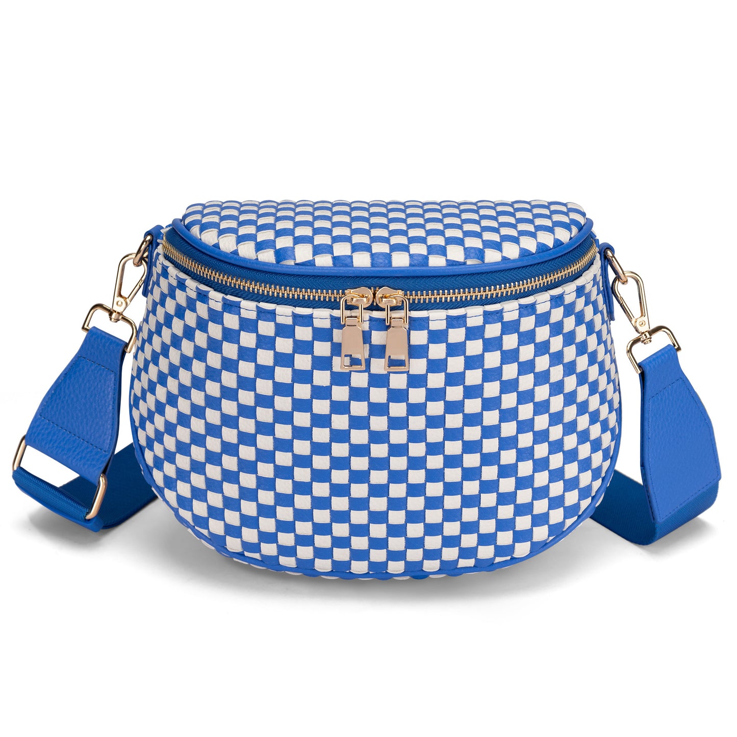 Trendy Woven Checkered Crossbody Bum Bag for Women