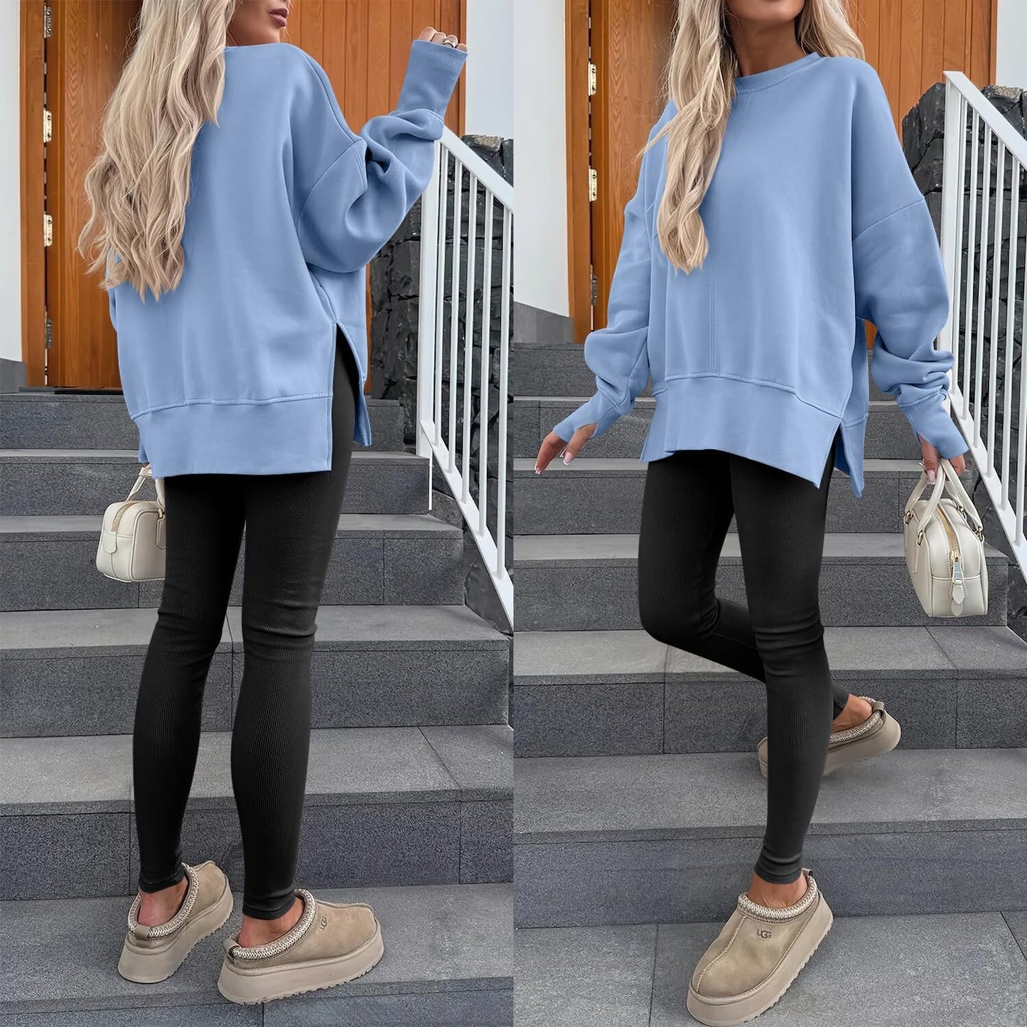 Side-slit Panelled Crew-neck Sweatshirt