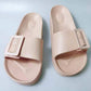 Buckle Decor Wide Band Thick Sole Slippers