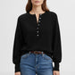 Crew Neck Button Front Knit Pullover