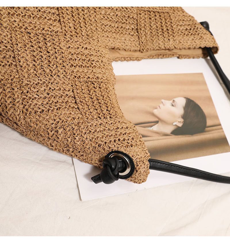 Geometric Woven Straw Beach Bag