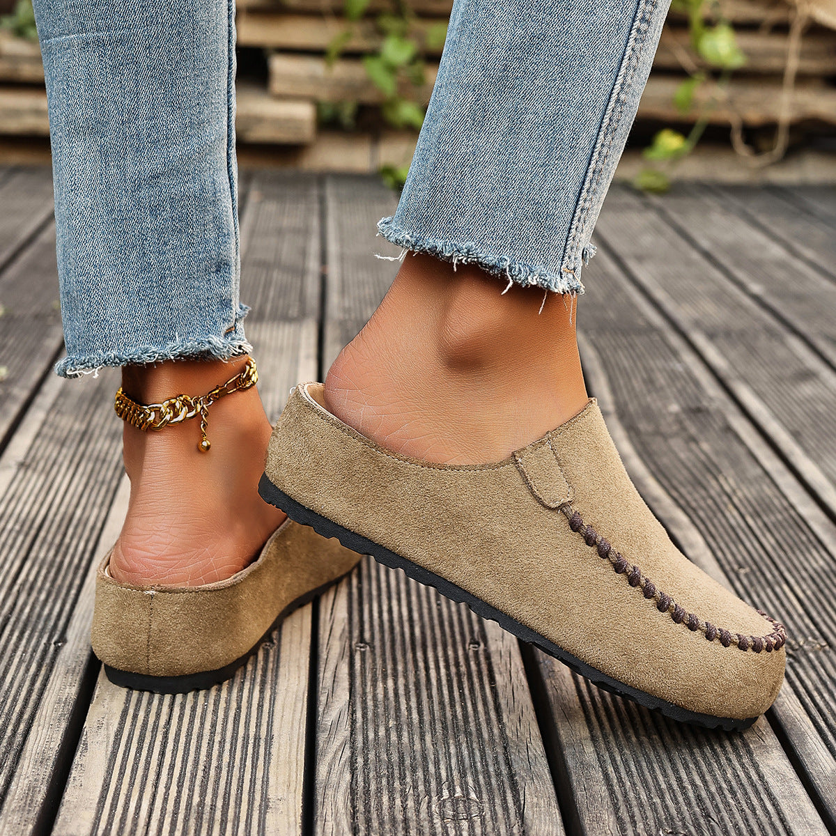 Suede Moccasin Slip-On Mule Clogs
