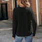 Ribbed Brushed Lace Long-sleeve Top