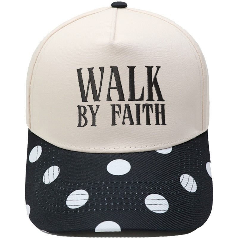 "Walk by Faith" Embroidered Retro Color-Block Trucker Hat
