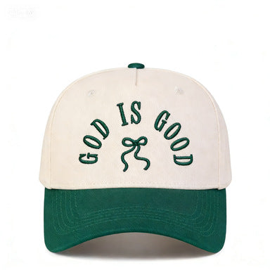 GOD IS GOOD Embroidered Bow Color Block Baseball Cap
