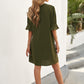 Notched Neck Flounce Sleeve Tunic Dress