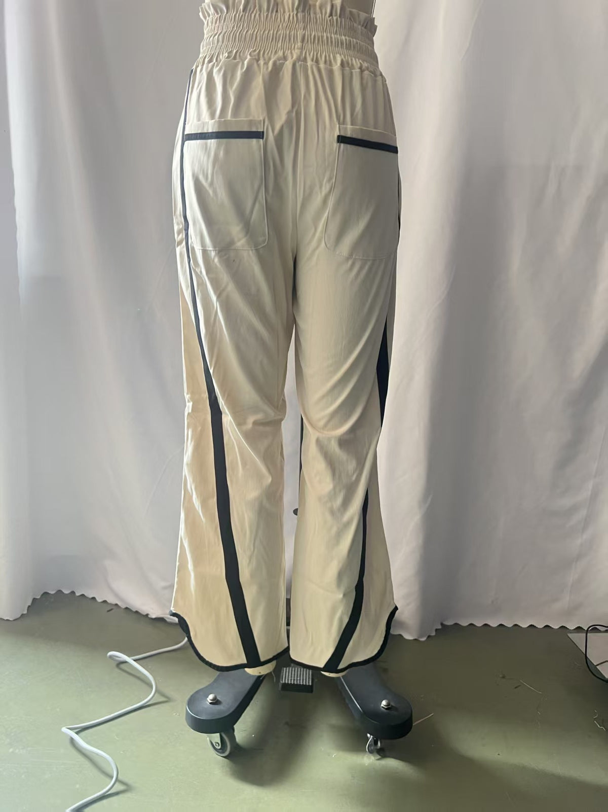 Retro Contrast Side Stripe Wide Leg Track Pants