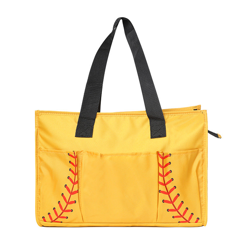 Ball Sports Print Multi-Pocket Utility Tote Bag