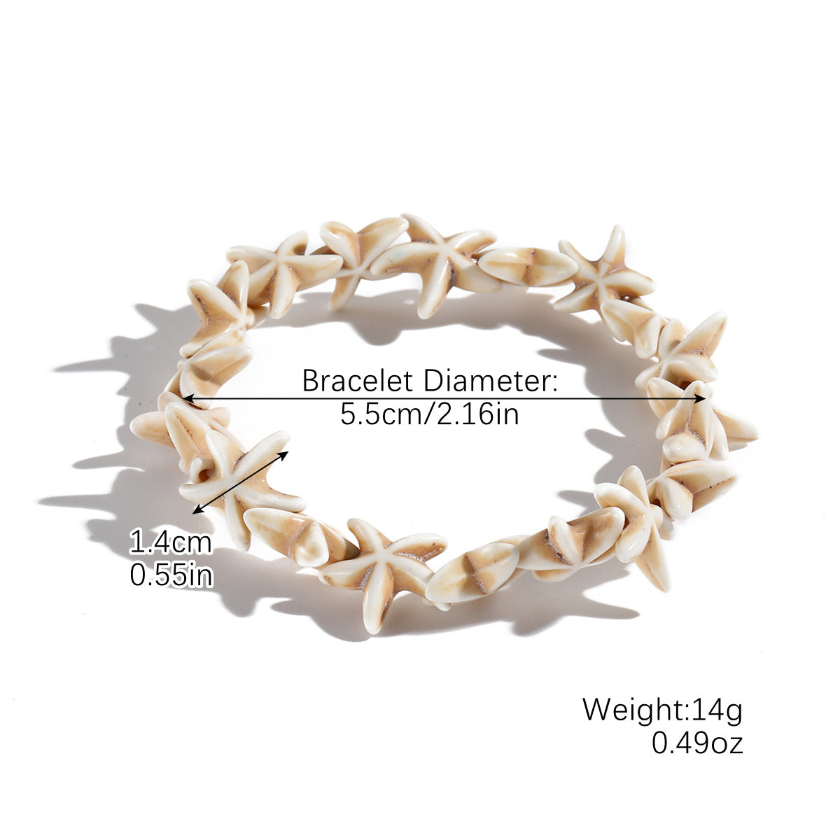 Marine Style Starfish Shell Turquoise Shell Beaded Chain Stretch Bracelets