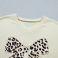 Contrast Leopard Bow Patched V Neck Loose Tee Drawstring Shorts 2pcs Outfit