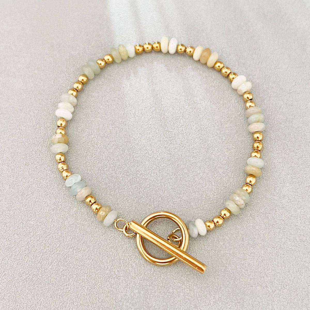 Dainty Gemstone & Gold Bead Bracelet