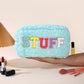 Plush Chenille Embroidered Letter Cosmetic Bag