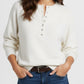 Crew Neck Button Front Knit Pullover