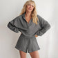 V-neck Pullover Long-sleeved Shirt